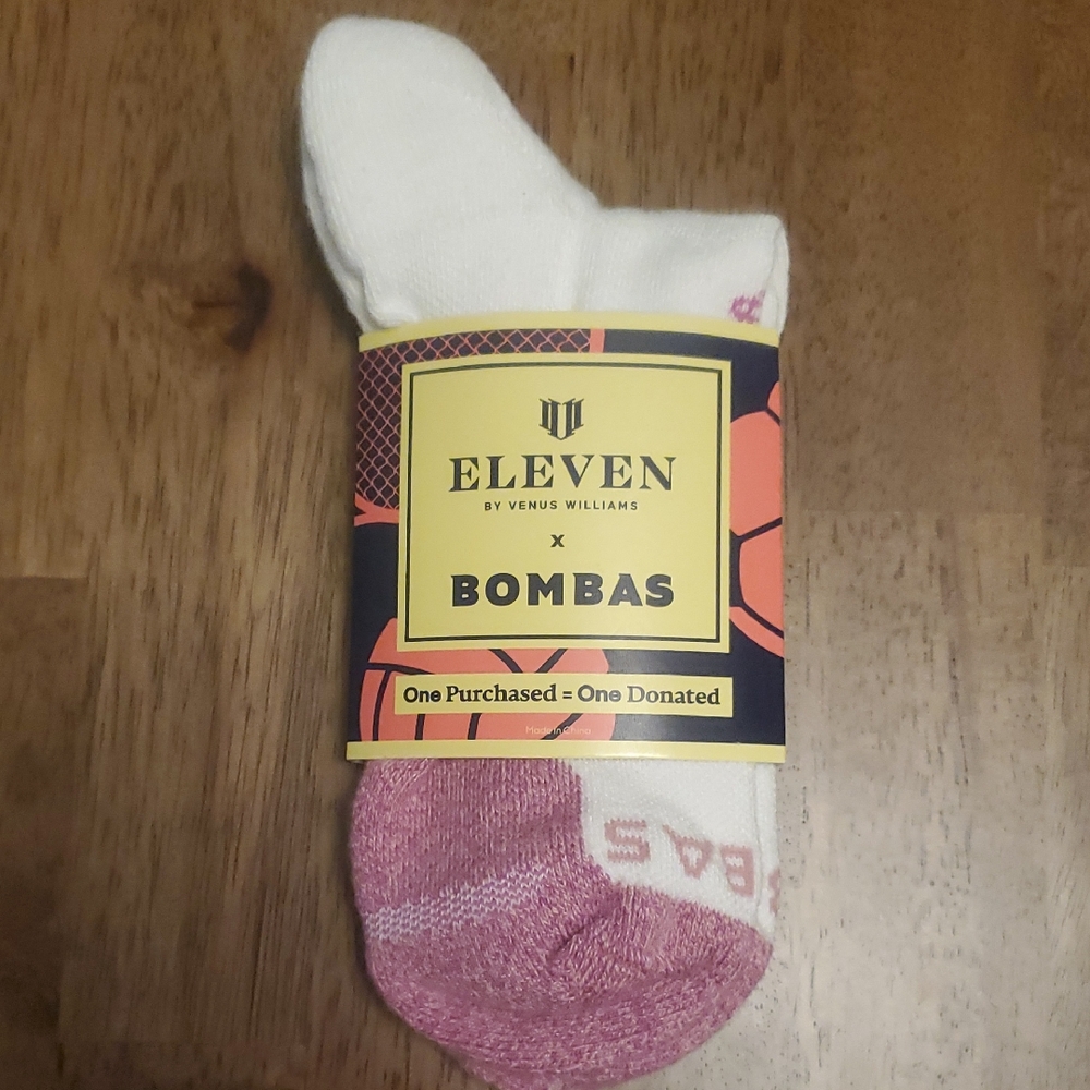 Bombas X Eleven by Venus Williams White and Pink Lotus Athletic Socks Medium